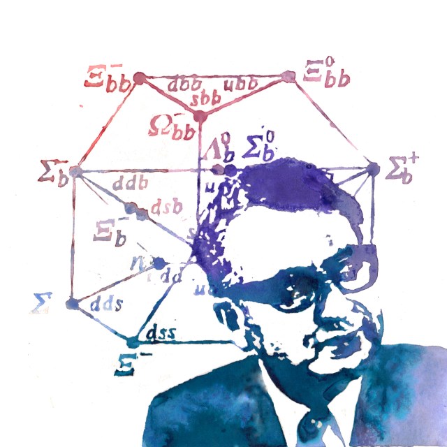 Murray Gell-Mann having a little think, as potrayed by Toya Walker, http://www.toyawalker.co.uk