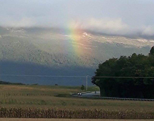A fragment of rainbow over the LHC because why not